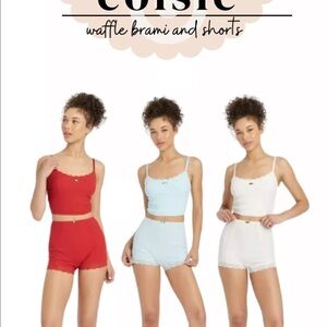 Blue Waffle Brami and Shorts Set